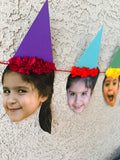 PRIMARY RAINBOW Custom Face Birthday Banner with Photos, 30th 40th 50th Birthday Party Decor, Personalized Party Banner, Adult Birthday Decoration Rainbow
