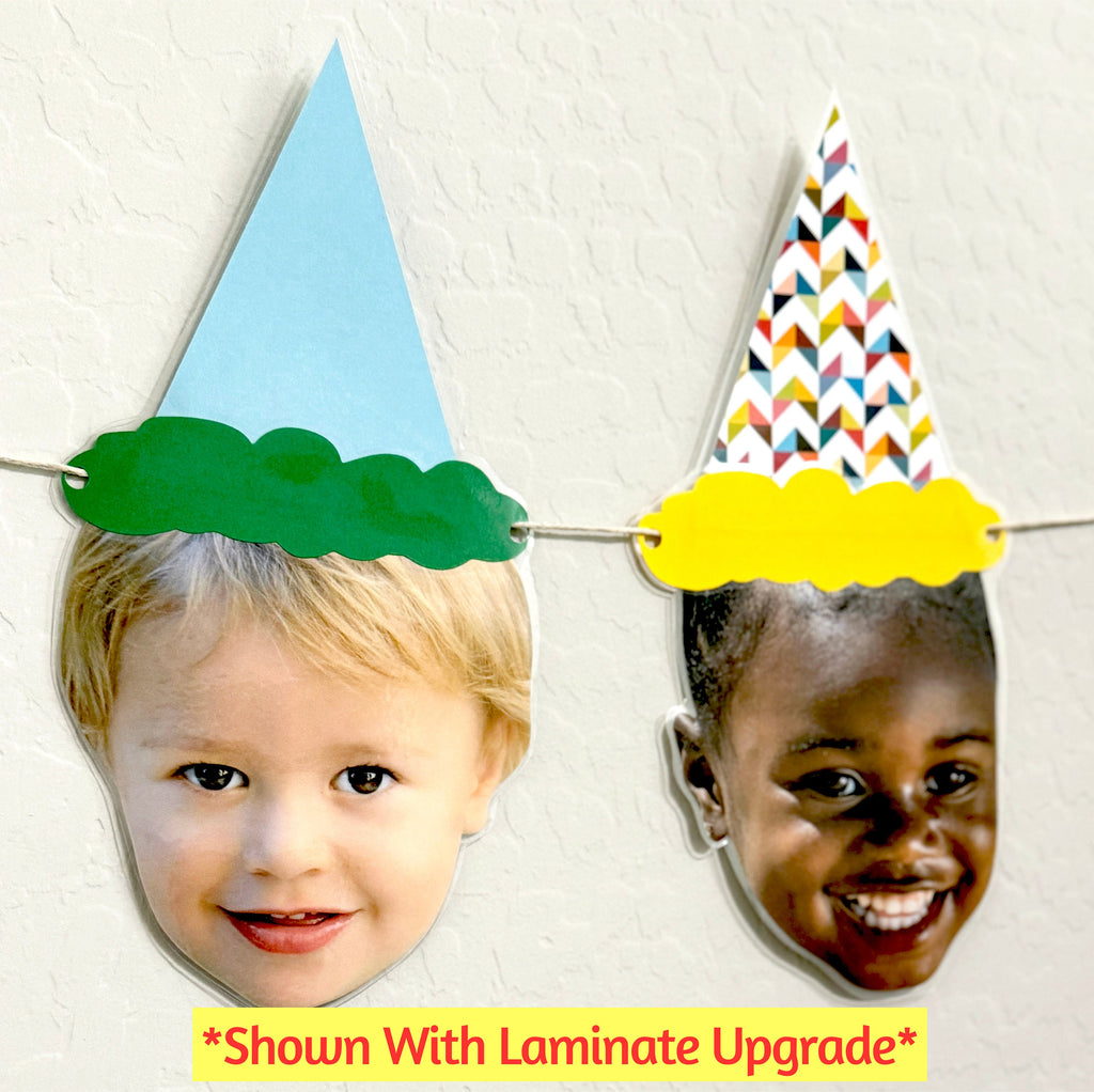 GEO MULTI Custom Face Birthday Banner with Photos, 30th 40th 50th Birthday Party Decor