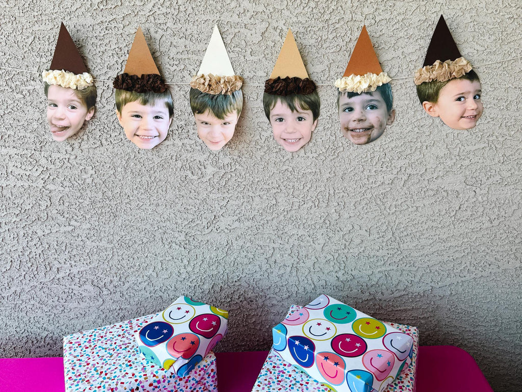 NEUTRALS Custom Face Birthday Banner with Photos, 30th 40th 50th Birthday Party Decor, Personalized Party Banner, Adult Birthday Decoration Brown Hat