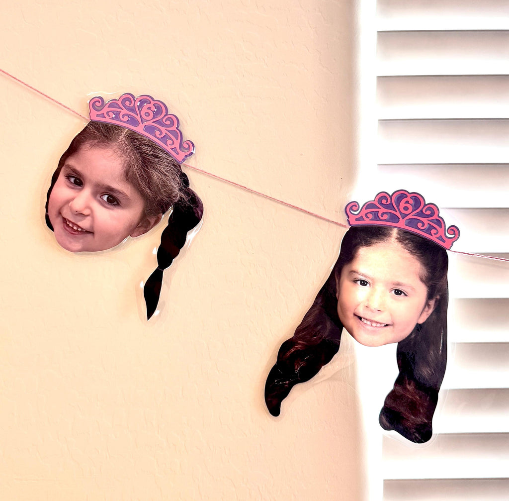 Custom Princess Face Banner: Laminated Birthday Party Garland