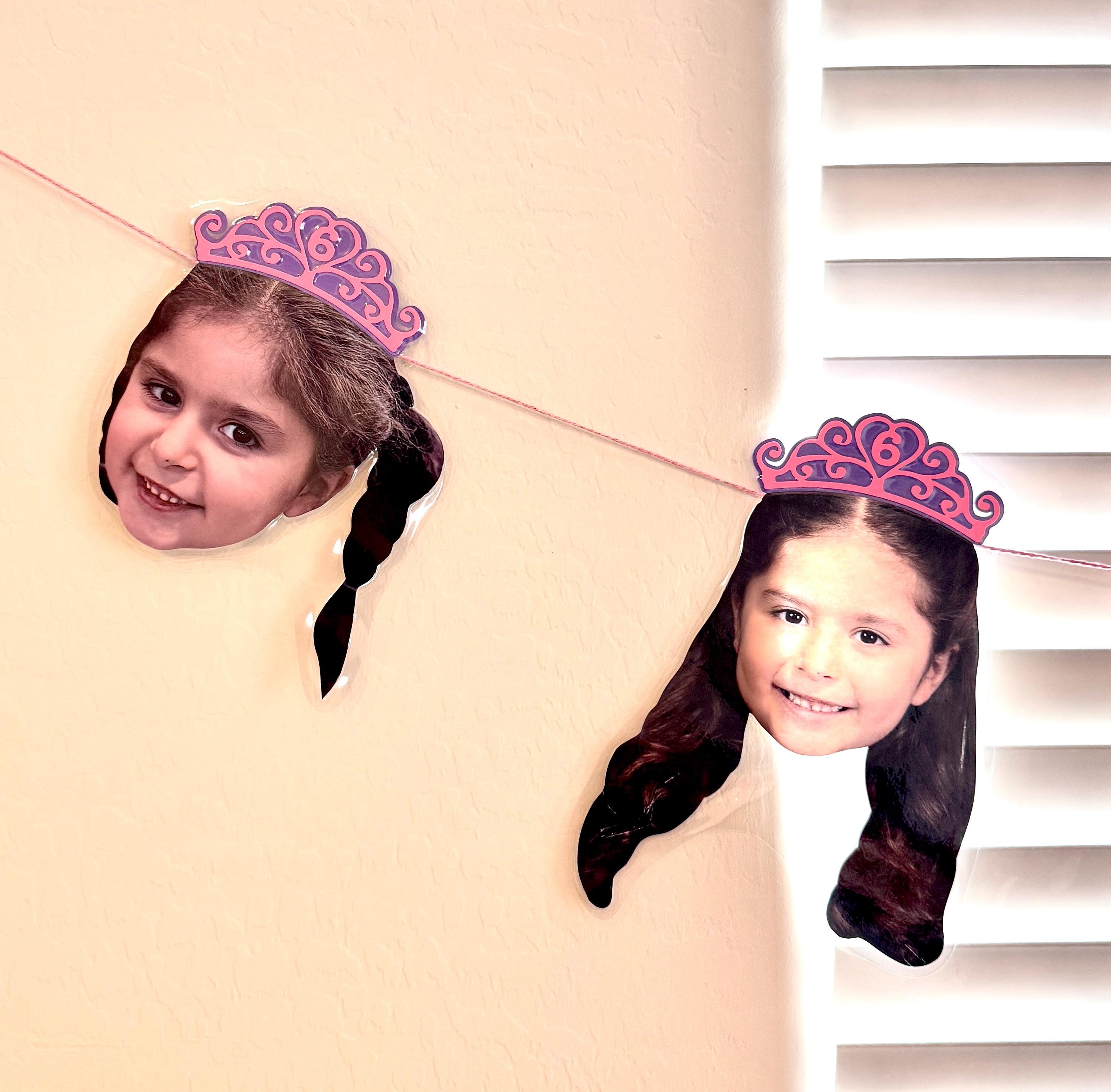 Custom Princess Face Banner: Laminated Birthday Party Garland