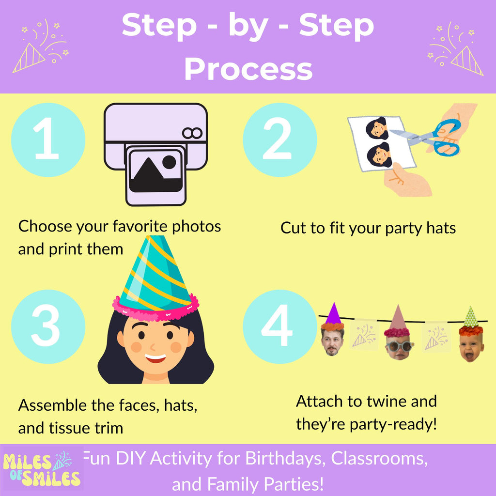 DIY Birthday Party Hat Kit: 12 Paper Hats, Tissue & Twine