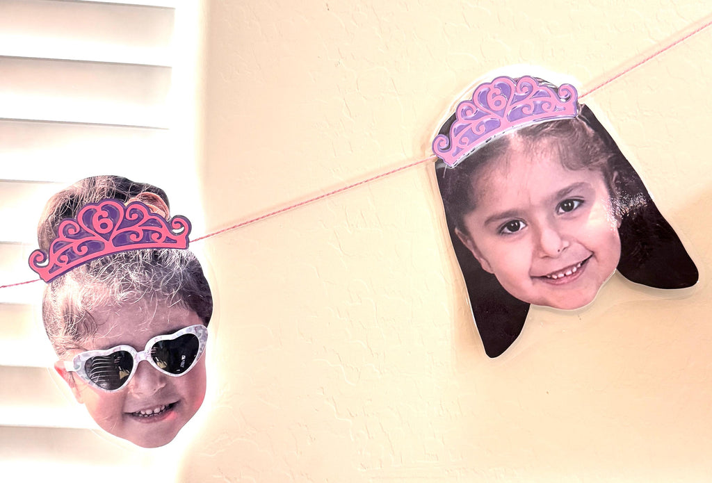 Custom Princess Face Banner: Laminated Birthday Party Garland