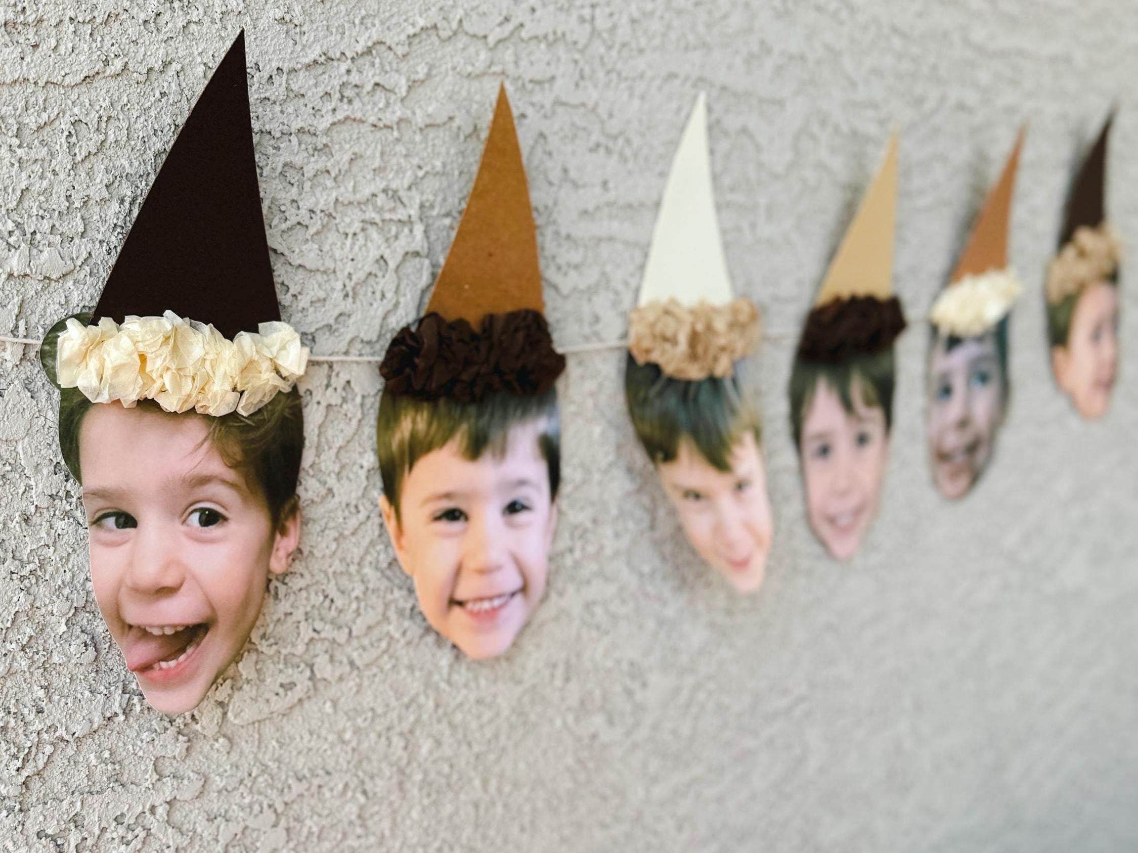 NEUTRALS Custom Face Birthday Banner with Photos, 30th 40th 50th Birthday Party Decor, Personalized Party Banner, Adult Birthday Decoration Brown Hat