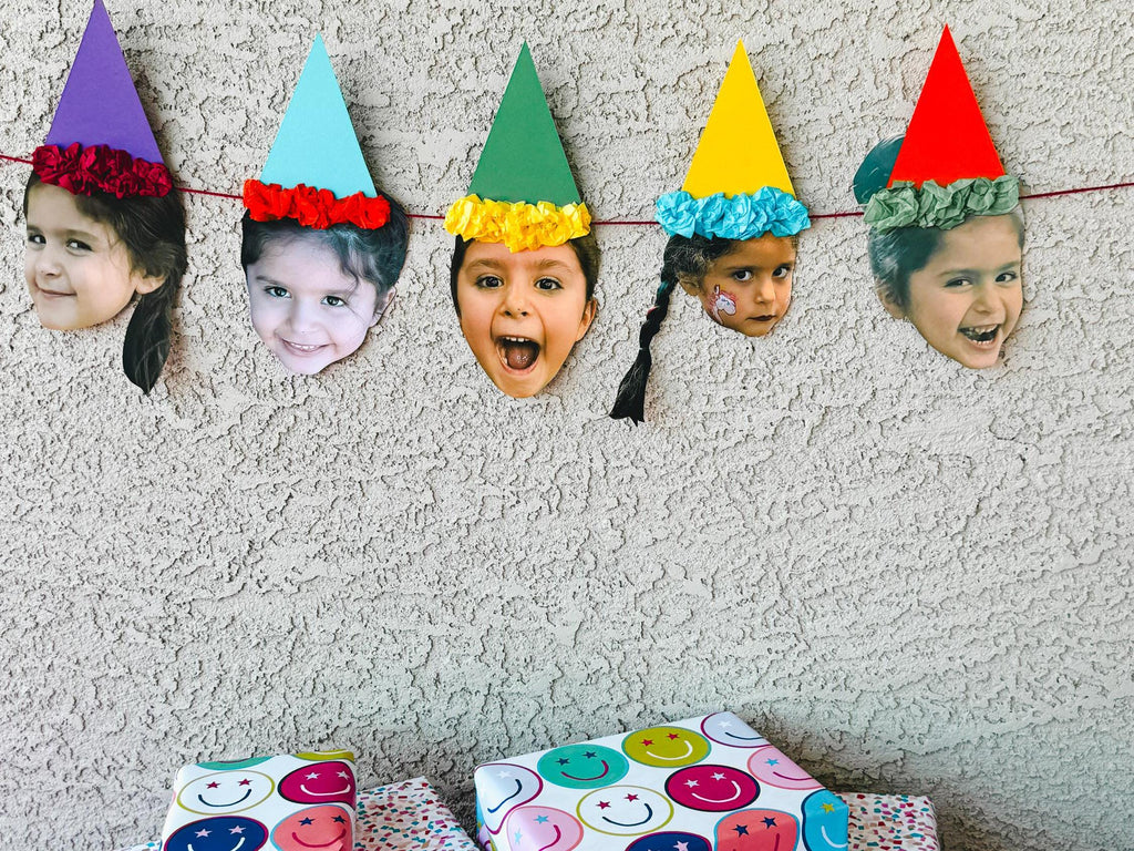 PRIMARY RAINBOW Custom Face Birthday Banner with Photos, 30th 40th 50th Birthday Party Decor, Personalized Party Banner, Adult Birthday Decoration Rainbow