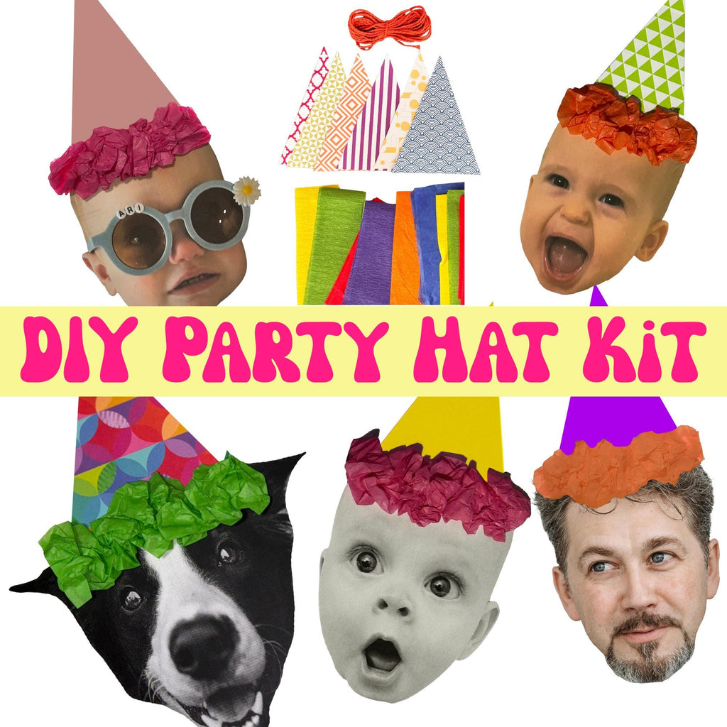 DIY Birthday Party Hat Kit: 12 Paper Hats, Tissue & Twine