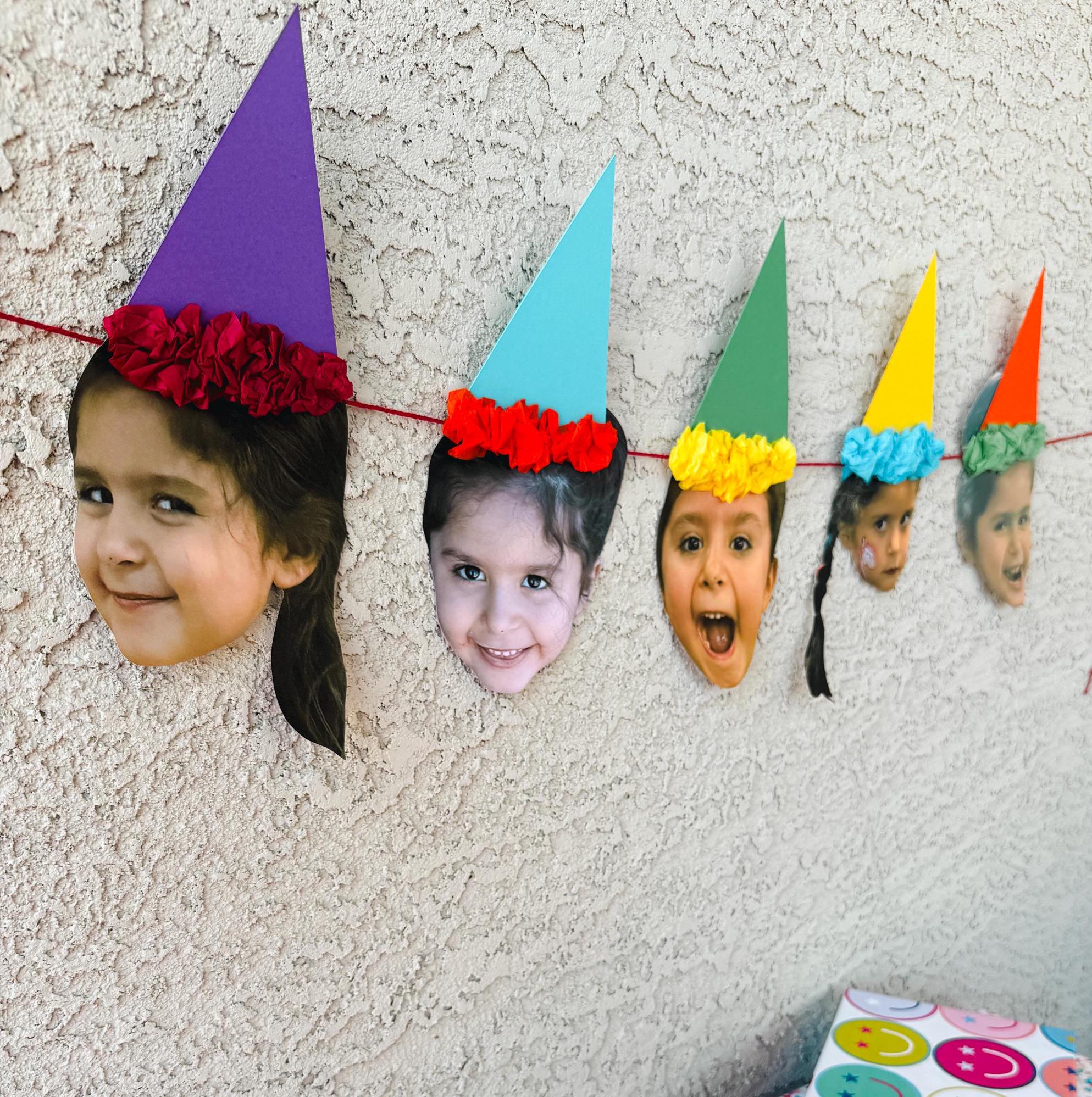 PRIMARY RAINBOW Custom Face Birthday Banner with Photos, 30th 40th 50th Birthday Party Decor, Personalized Party Banner, Adult Birthday Decoration Rainbow