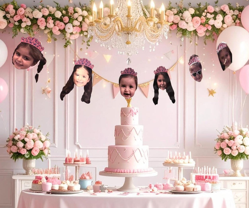 Custom Princess Face Banner: Laminated Birthday Party Garland