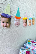 GEO MULTI Custom Face Birthday Banner with Photos, 30th 40th 50th Birthday Party Decor