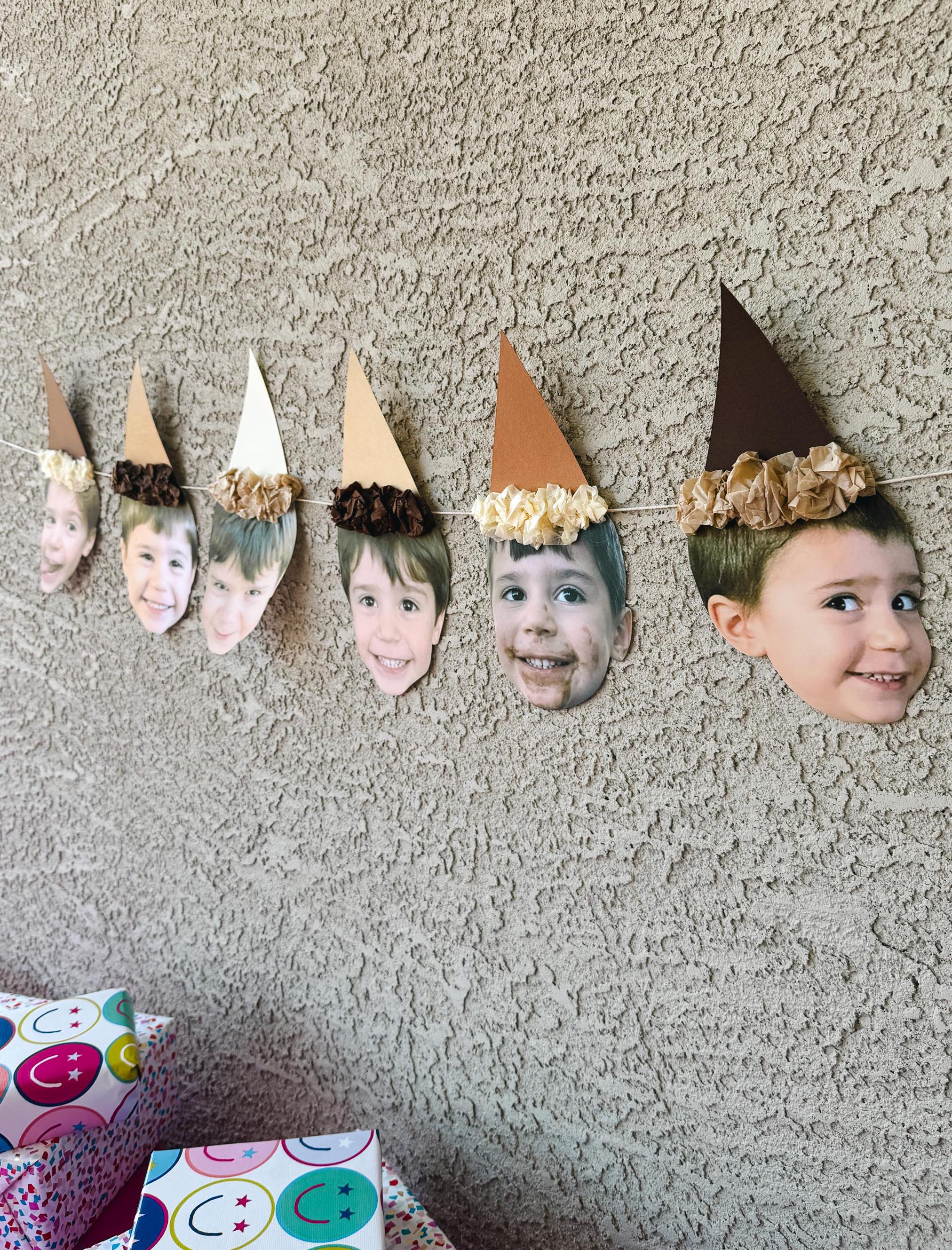 NEUTRALS Custom Face Birthday Banner with Photos, 30th 40th 50th Birthday Party Decor, Personalized Party Banner, Adult Birthday Decoration Brown Hat