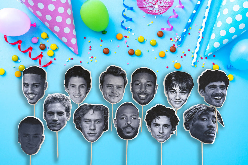 Custom Face Cupcake Toppers with Photos, Personalized Birthday Cupcake Picks, Photo Cake Toppers, Adult Birthday Party Decor