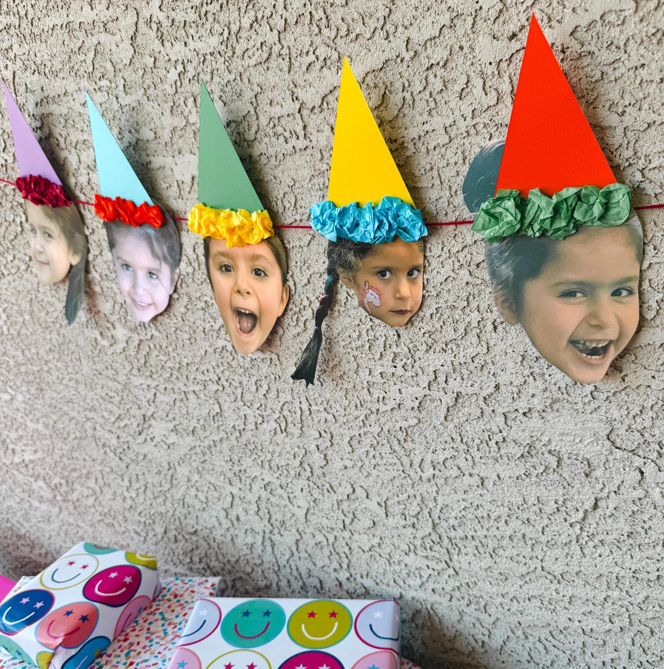PRIMARY RAINBOW Custom Face Birthday Banner with Photos, 30th 40th 50th Birthday Party Decor, Personalized Party Banner, Adult Birthday Decoration Rainbow
