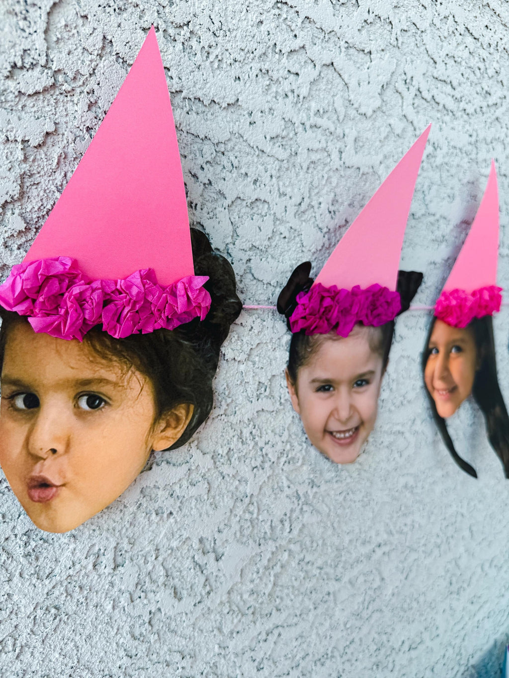SHADES OF PINK Custom Face Birthday Banner with Photos, 30th 40th 50th Birthday Party Decor, Personalized Party Banner, Adult Birthday Decoration Pink Hats