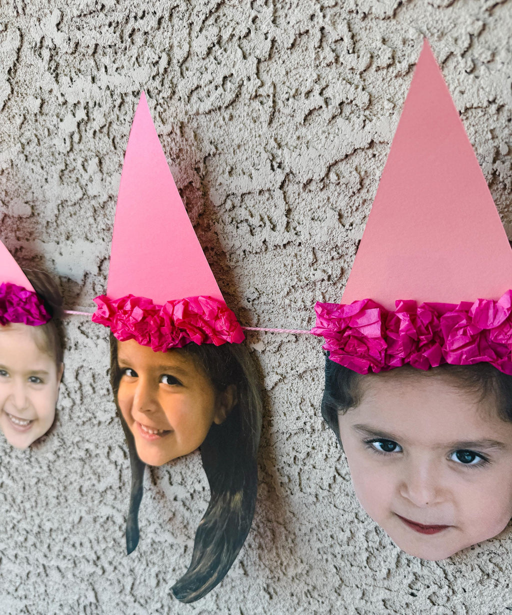 SHADES OF PINK Custom Face Birthday Banner with Photos, 30th 40th 50th Birthday Party Decor, Personalized Party Banner, Adult Birthday Decoration Pink Hats