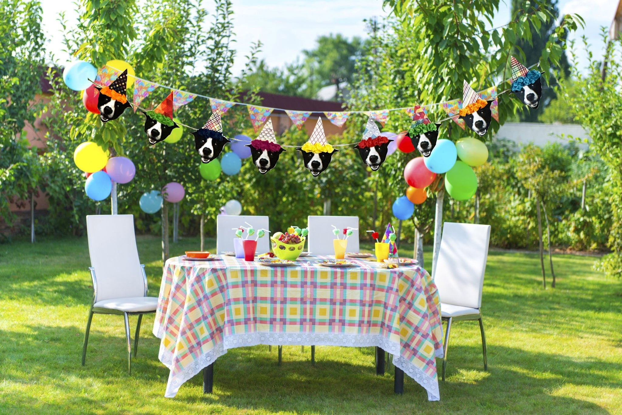 Custom Pet Face Birthday Banner, Dog Birthday Decoration, Cat Birthday Banner, Personalized Pet Party Banner, Gotcha Day Banner