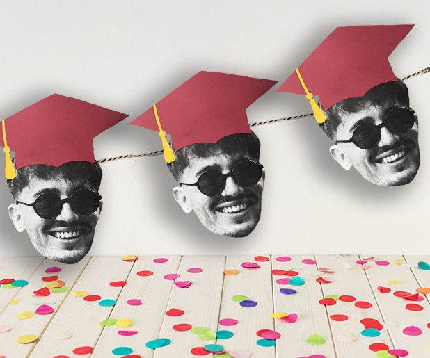 Graduation Banner 2026 with Faces, Custom Grad Cap Photo Banner, Class of 2026 Party Decor, Personalized Graduation Party Banner